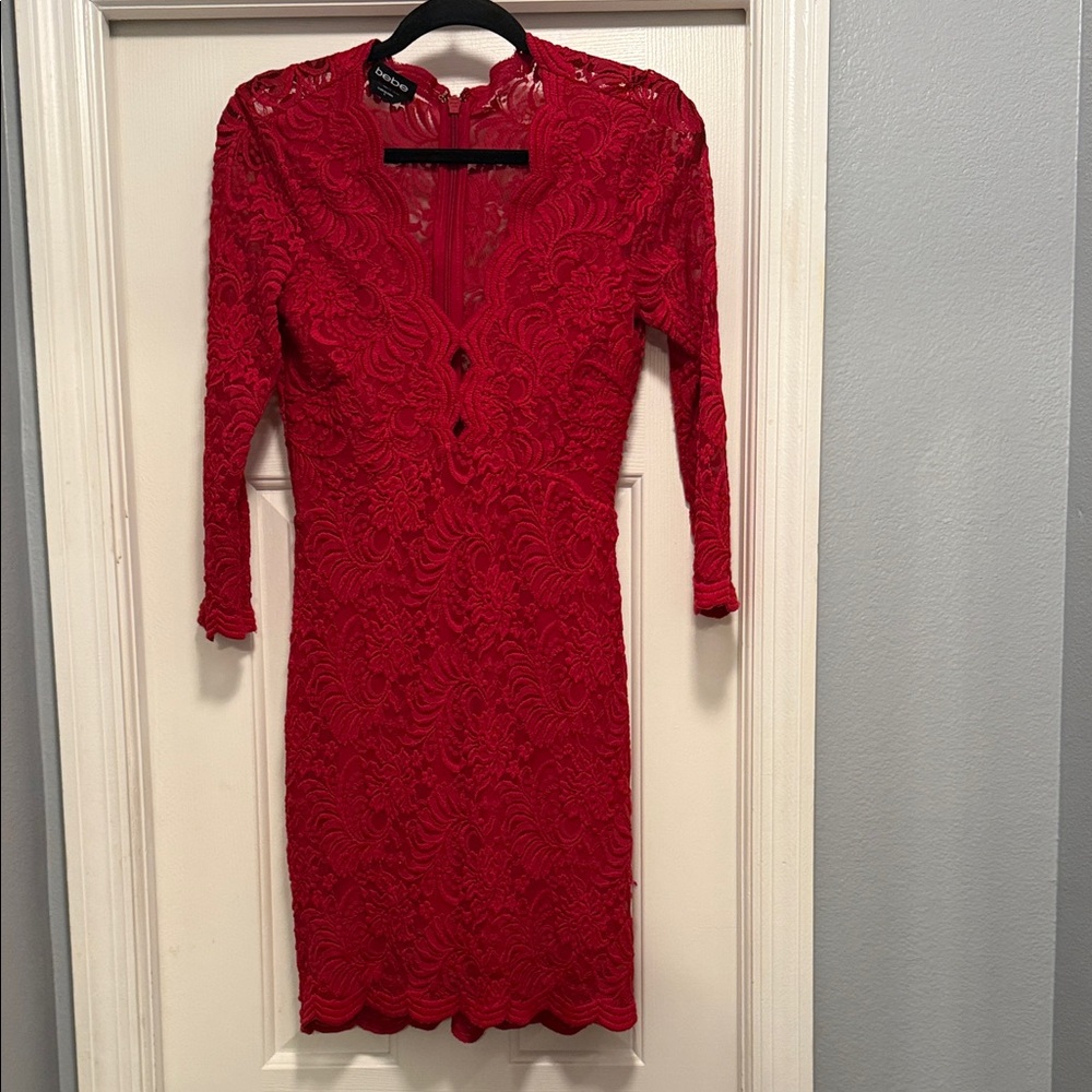 bebe Scarlet Lace Long Sleeve Dress